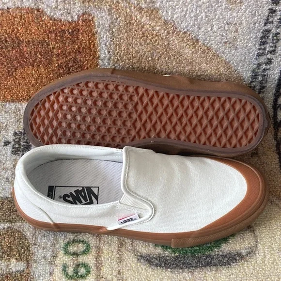Vans Slip-On Pro Shoes Sneakers Pearl Gum White Tan Size 9 Women’s = 7.5 Mens - Picture 16 of 16